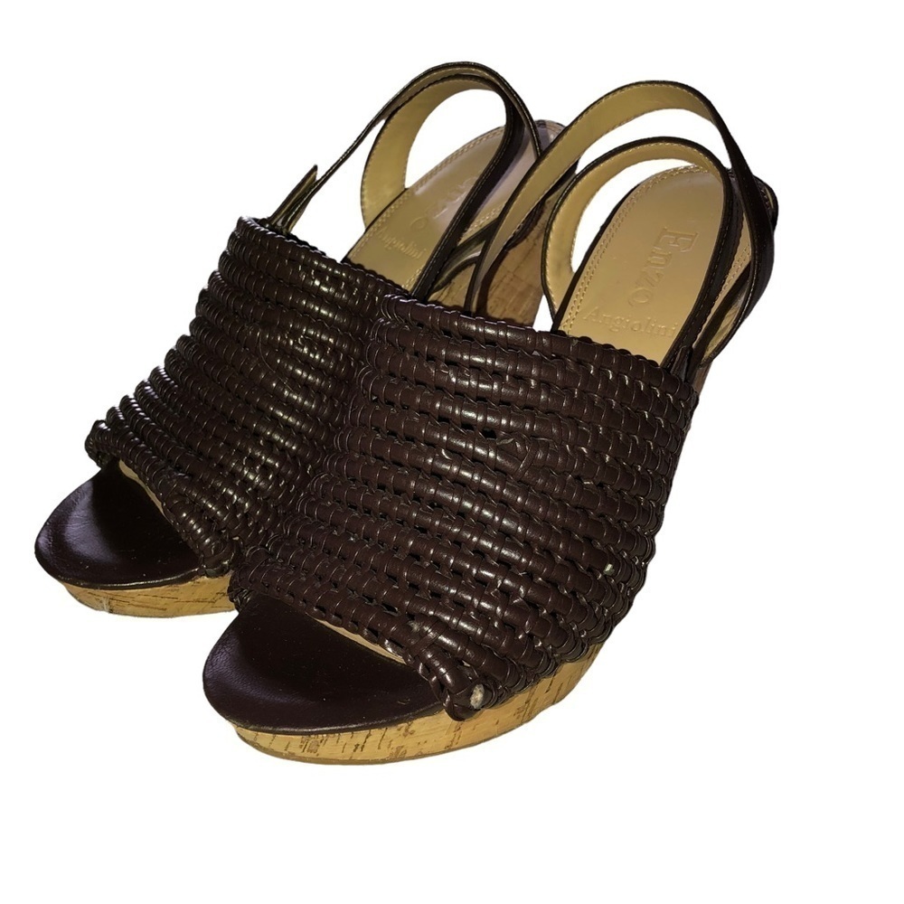 ENZO ANGIOLINI Cantone Designer cork Wedge Sandals Sz 8